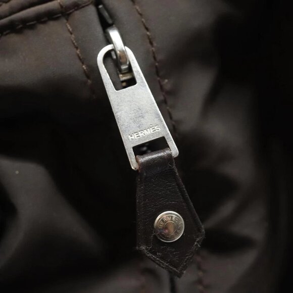 HERMES Acape Luco PM Hand Bag Nylon Brown Auth bs14944 - Picture 8 of 14